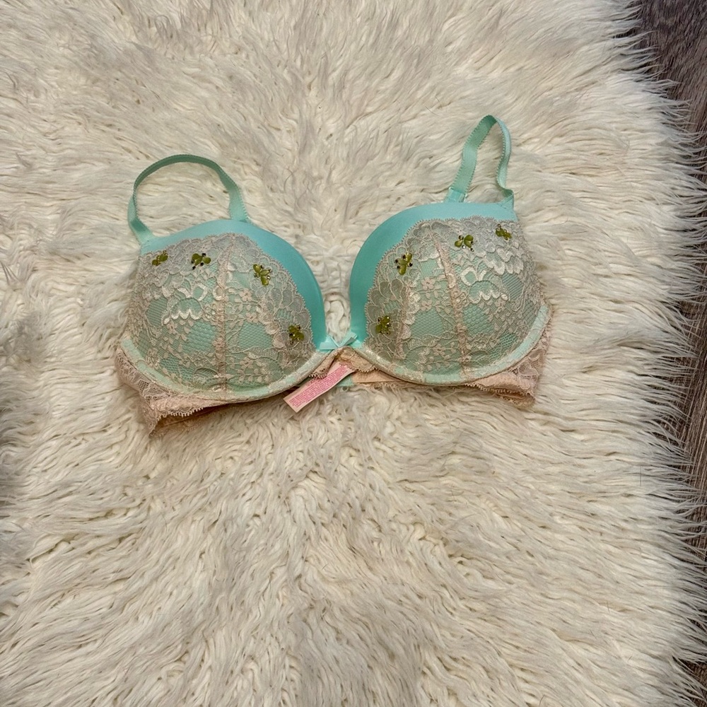 Victoria's Secret Dream Angels Balconet Lace Lined Demi Push Up Rhinestone Bra - Picture 9 of 9